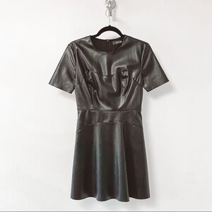 Faux Leather Short Sleeve Mini Dress